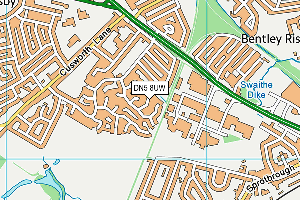 DN5 8UW map - OS VectorMap District (Ordnance Survey)