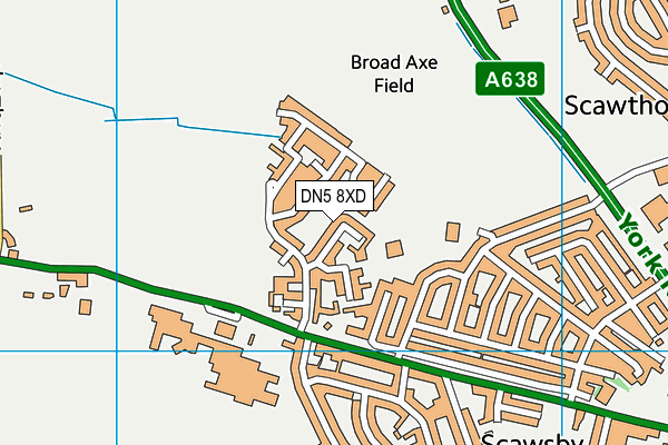 DN5 8XD map - OS VectorMap District (Ordnance Survey)