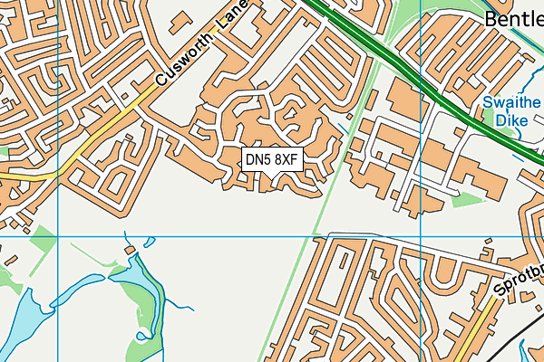 DN5 8XF map - OS VectorMap District (Ordnance Survey)