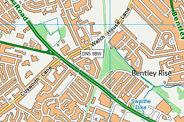 DN5 9BW map - OS VectorMap District (Ordnance Survey)