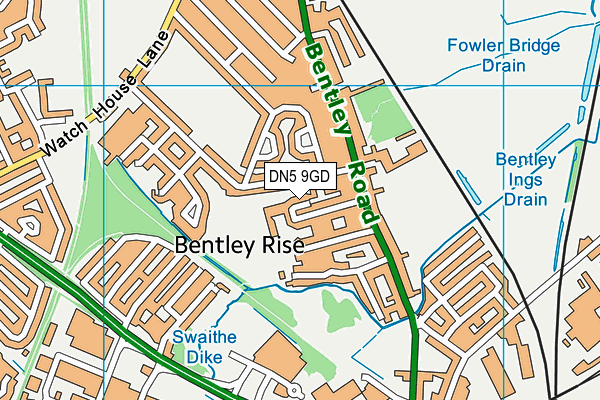 DN5 9GD map - OS VectorMap District (Ordnance Survey)