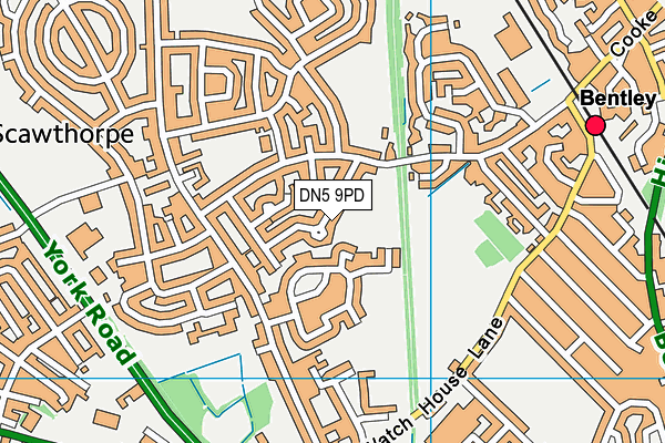 DN5 9PD map - OS VectorMap District (Ordnance Survey)