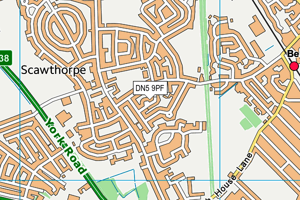 DN5 9PF map - OS VectorMap District (Ordnance Survey)