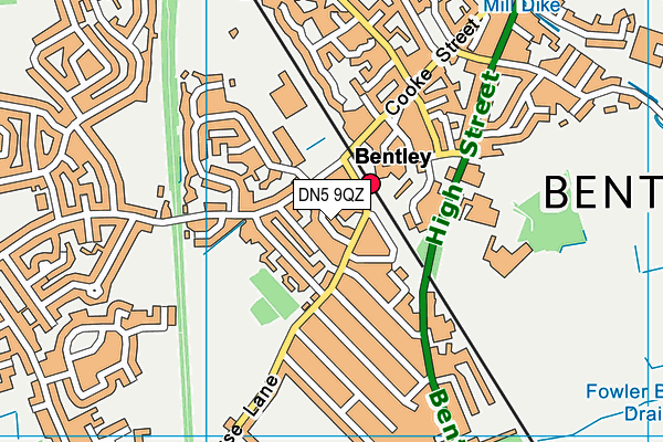 DN5 9QZ map - OS VectorMap District (Ordnance Survey)