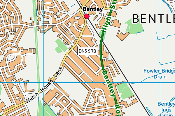 DN5 9RB map - OS VectorMap District (Ordnance Survey)