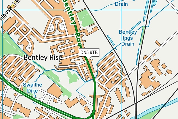 Bentley Road Recreation Ground map (DN5 9TB) - OS VectorMap District (Ordnance Survey)