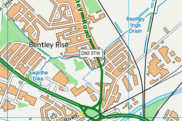 DN5 9TW map - OS VectorMap District (Ordnance Survey)