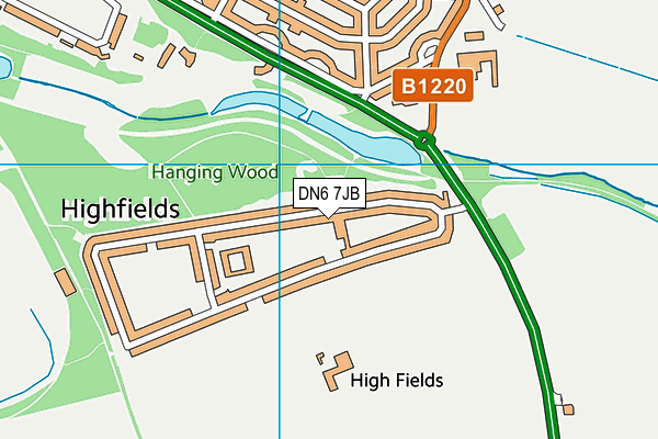 Highfields Primary Academy map (DN6 7JB) - OS VectorMap District (Ordnance Survey)