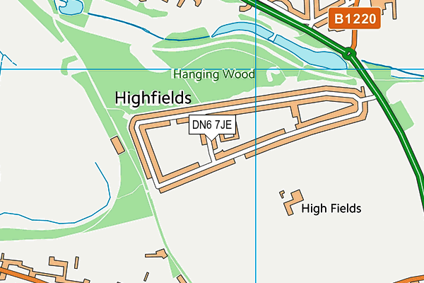 Highfields Recreation Ground map (DN6 7JE) - OS VectorMap District (Ordnance Survey)