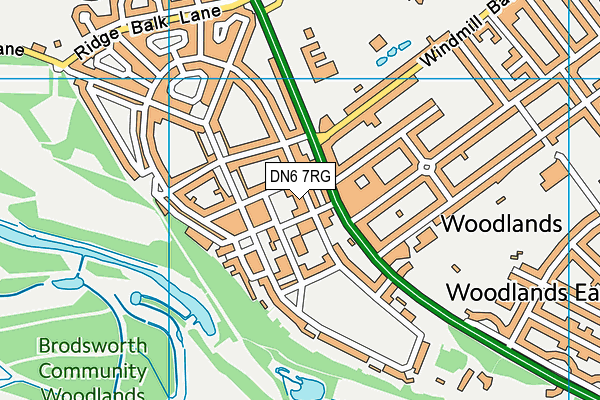 Outwood Primary Academy Woodlands map (DN6 7RG) - OS VectorMap District (Ordnance Survey)