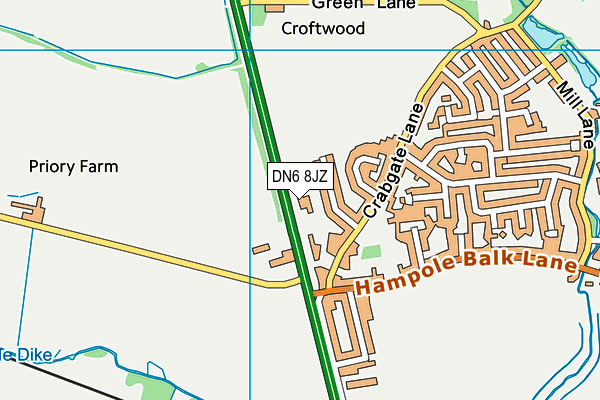 DN6 8JZ map - OS VectorMap District (Ordnance Survey)