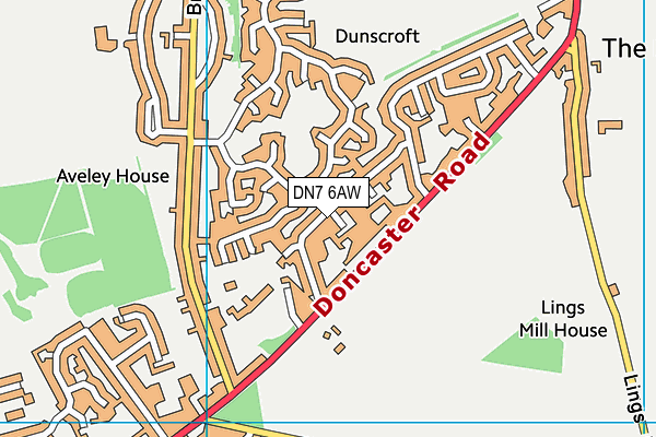DN7 6AW map - OS VectorMap District (Ordnance Survey)