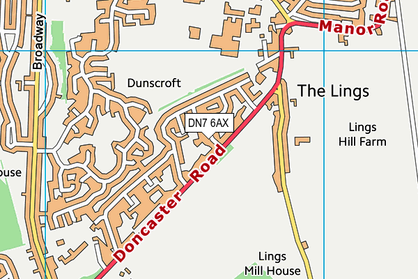 DN7 6AX map - OS VectorMap District (Ordnance Survey)
