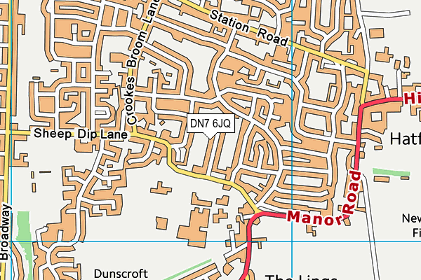 DN7 6JQ map - OS VectorMap District (Ordnance Survey)