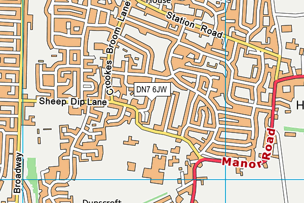 DN7 6JW map - OS VectorMap District (Ordnance Survey)