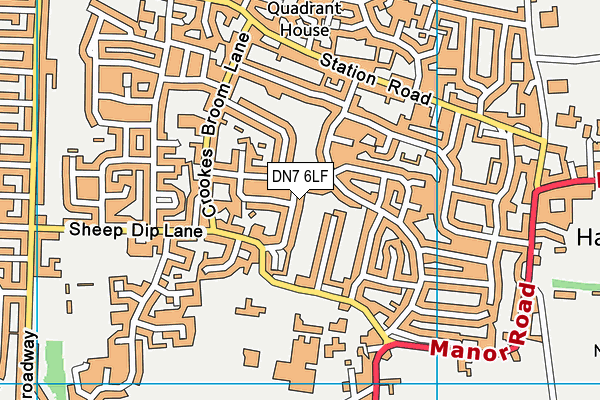 DN7 6LF map - OS VectorMap District (Ordnance Survey)