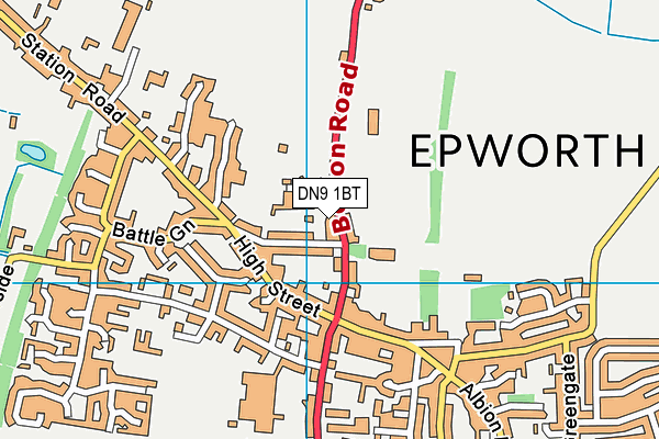 DN9 1BT map - OS VectorMap District (Ordnance Survey)