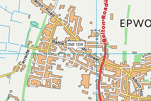 DN9 1DW map - OS VectorMap District (Ordnance Survey)