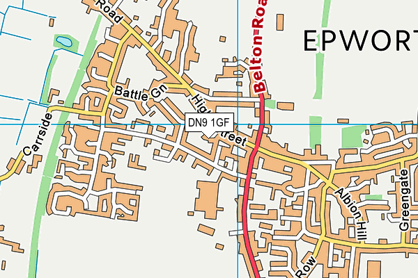 DN9 1GF map - OS VectorMap District (Ordnance Survey)