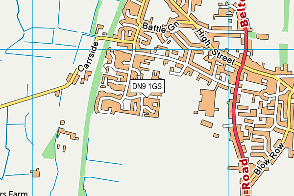 DN9 1GS map - OS VectorMap District (Ordnance Survey)