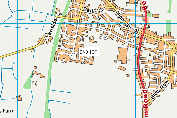 DN9 1GT map - OS VectorMap District (Ordnance Survey)