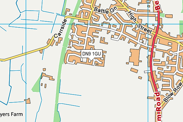 DN9 1GU map - OS VectorMap District (Ordnance Survey)