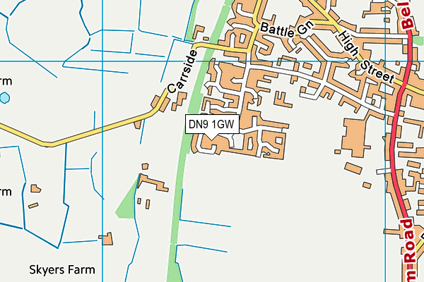 DN9 1GW map - OS VectorMap District (Ordnance Survey)