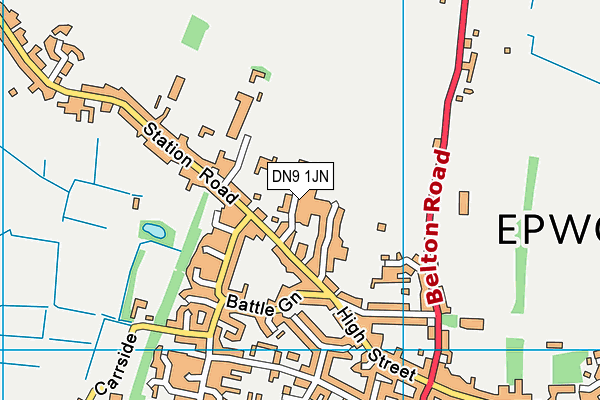 DN9 1JN map - OS VectorMap District (Ordnance Survey)