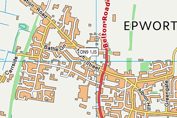 DN9 1JS map - OS VectorMap District (Ordnance Survey)