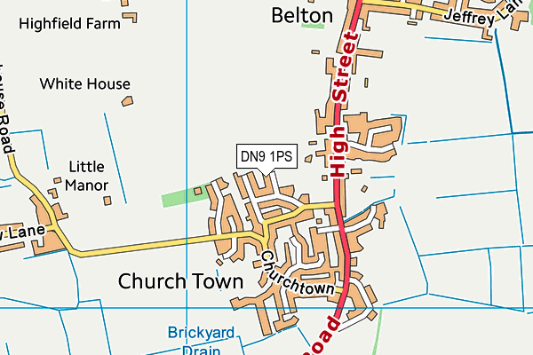 DN9 1PS map - OS VectorMap District (Ordnance Survey)