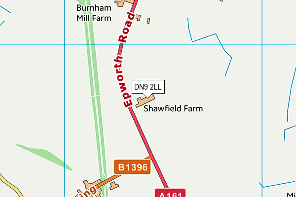 DN9 2LL map - OS VectorMap District (Ordnance Survey)