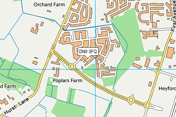 DN9 3FQ map - OS VectorMap District (Ordnance Survey)