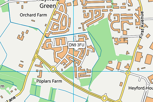 DN9 3FU map - OS VectorMap District (Ordnance Survey)