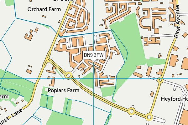 DN9 3FW map - OS VectorMap District (Ordnance Survey)