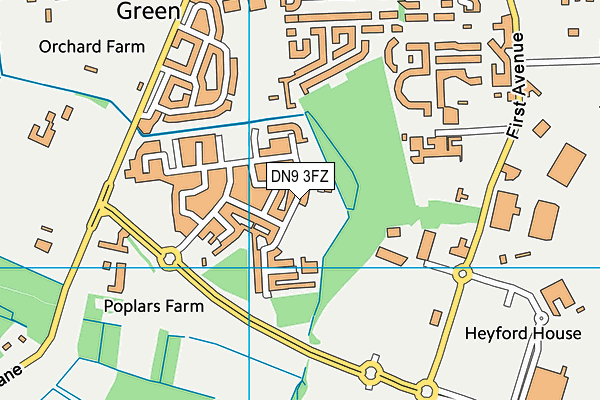 DN9 3FZ map - OS VectorMap District (Ordnance Survey)