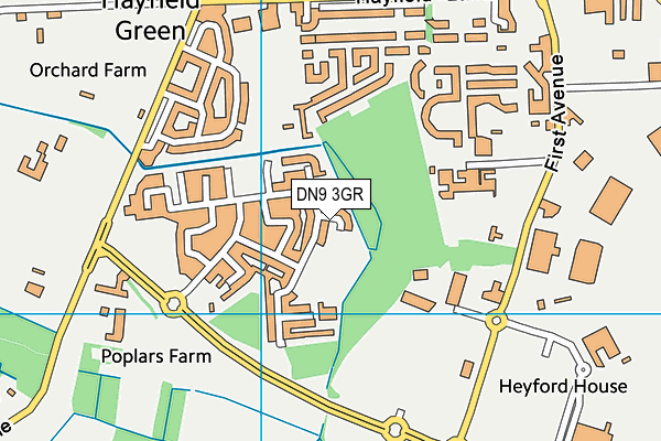 DN9 3GR map - OS VectorMap District (Ordnance Survey)