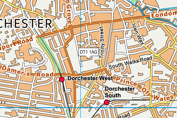 DT1 1AG map - OS VectorMap District (Ordnance Survey)