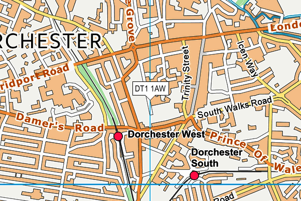 DT1 1AW map - OS VectorMap District (Ordnance Survey)