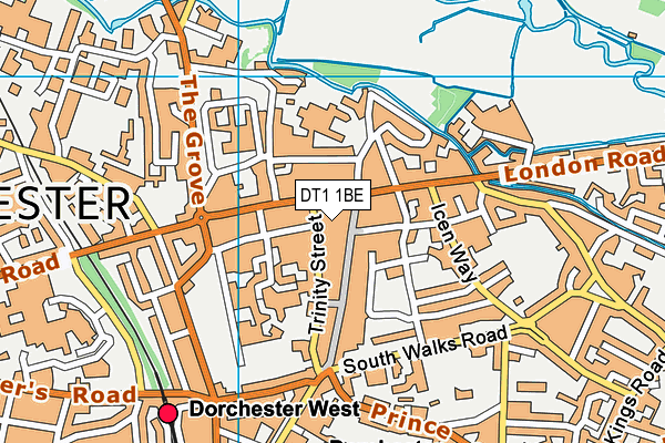 DT1 1BE map - OS VectorMap District (Ordnance Survey)