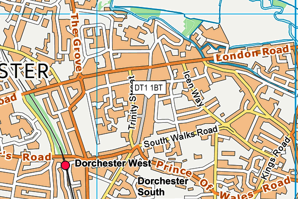 DT1 1BT map - OS VectorMap District (Ordnance Survey)