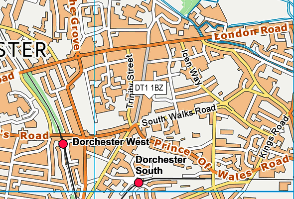 DT1 1BZ map - OS VectorMap District (Ordnance Survey)