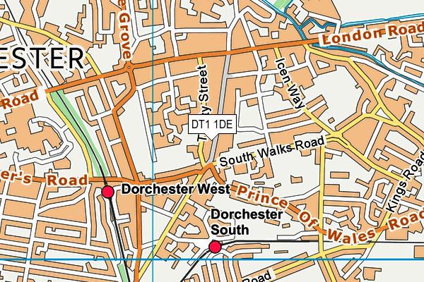 DT1 1DE map - OS VectorMap District (Ordnance Survey)