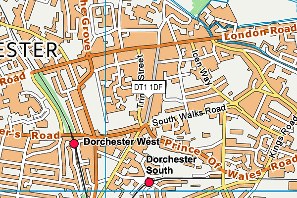 DT1 1DF map - OS VectorMap District (Ordnance Survey)