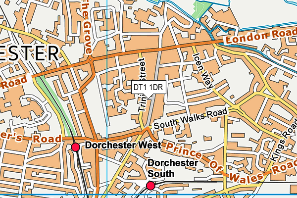 DT1 1DR map - OS VectorMap District (Ordnance Survey)