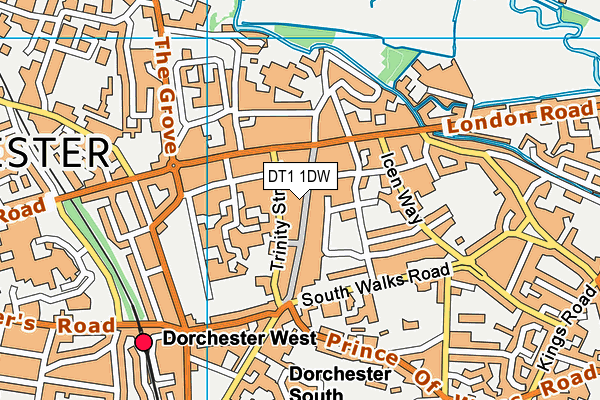 DT1 1DW map - OS VectorMap District (Ordnance Survey)