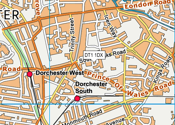 DT1 1DX map - OS VectorMap District (Ordnance Survey)