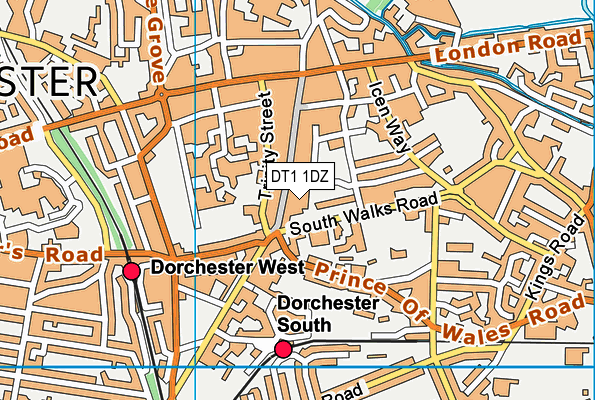 DT1 1DZ map - OS VectorMap District (Ordnance Survey)