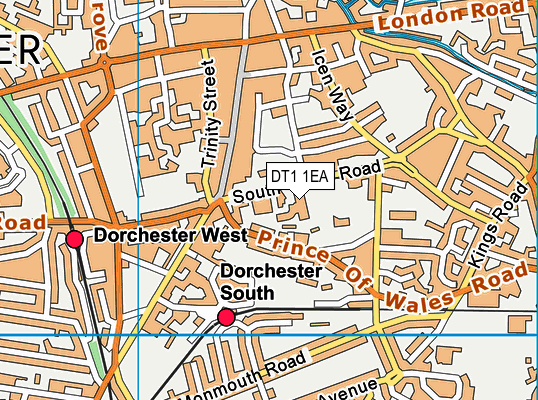 DT1 1EA map - OS VectorMap District (Ordnance Survey)