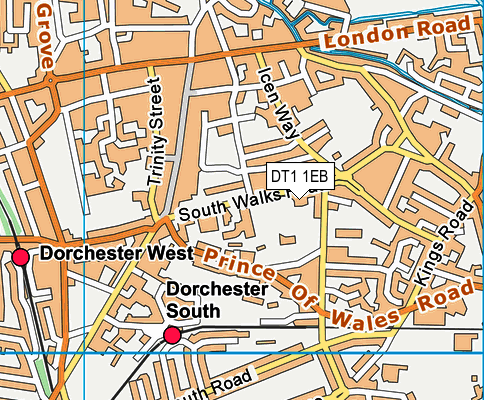 DT1 1EB map - OS VectorMap District (Ordnance Survey)