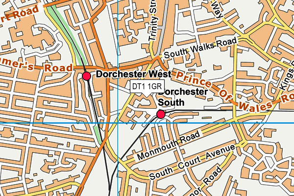 DT1 1GR map - OS VectorMap District (Ordnance Survey)